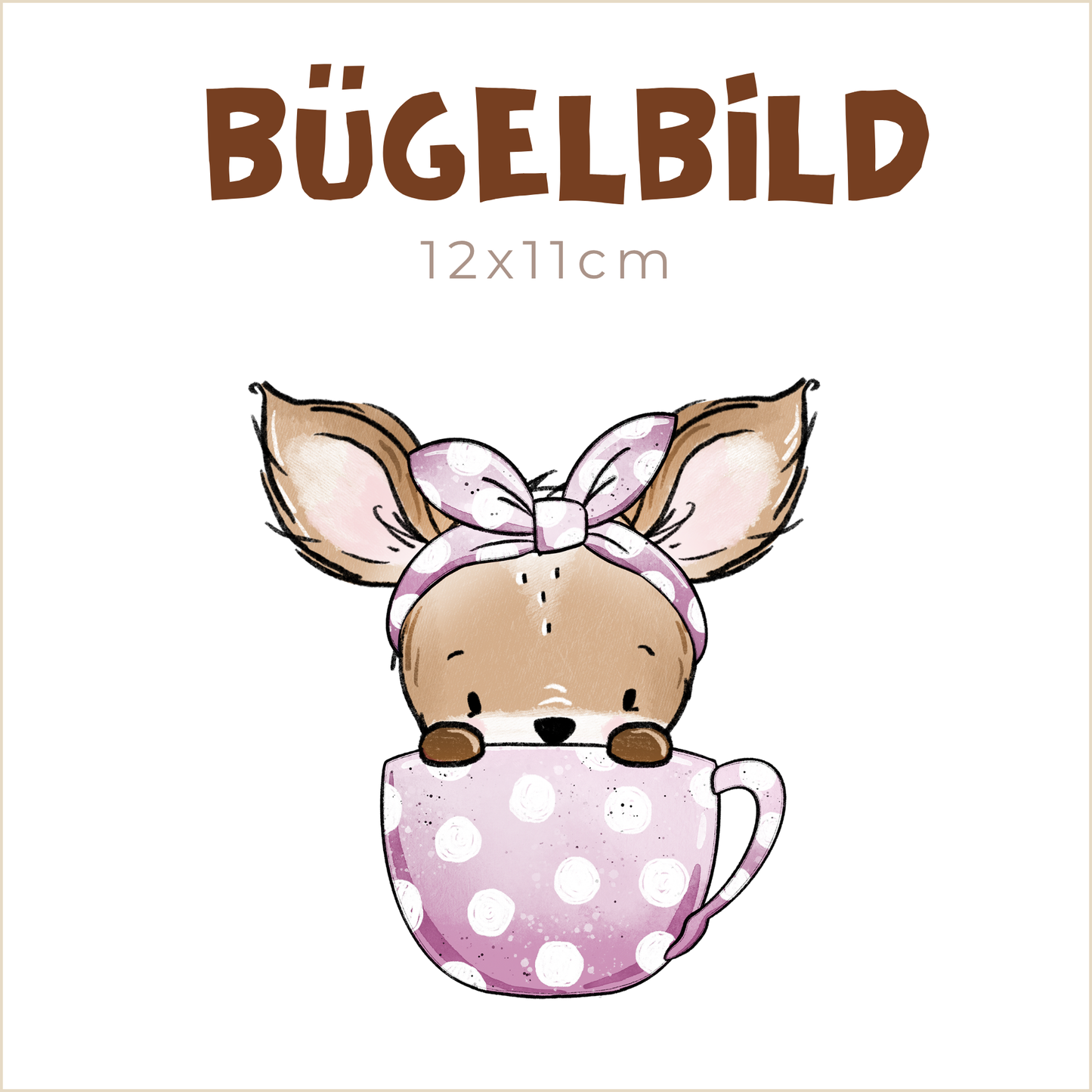Bügelbild Rehlina Tasse lila | 12x11cm