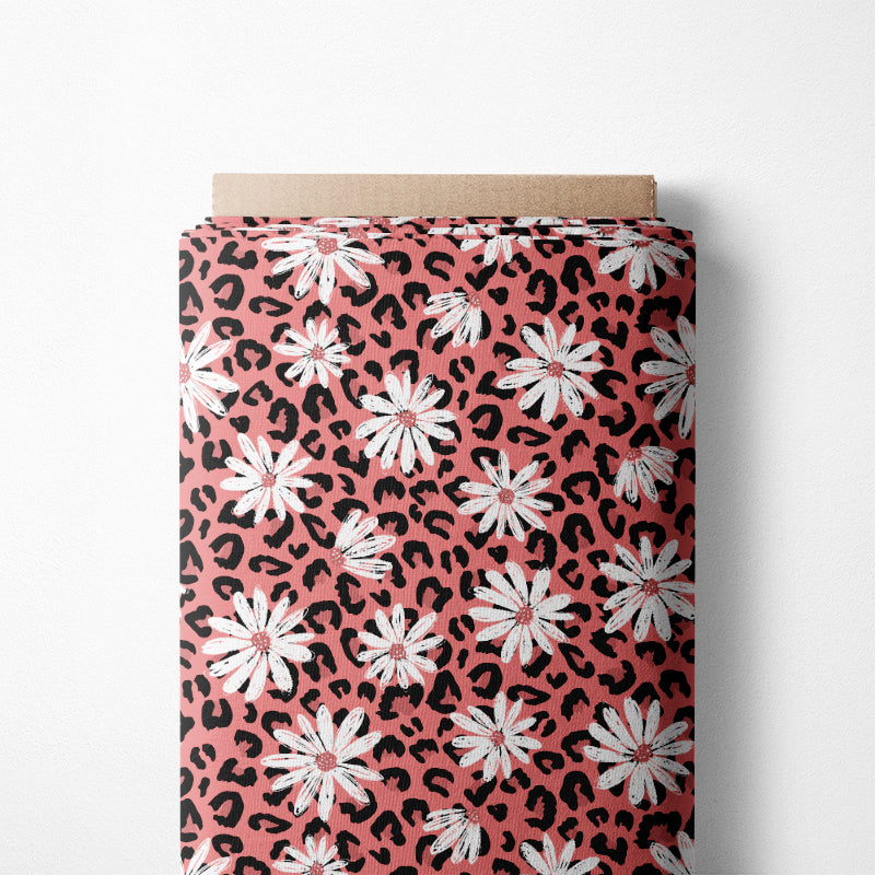 0.5m BIO French Terry Daisy Rose Leopard
