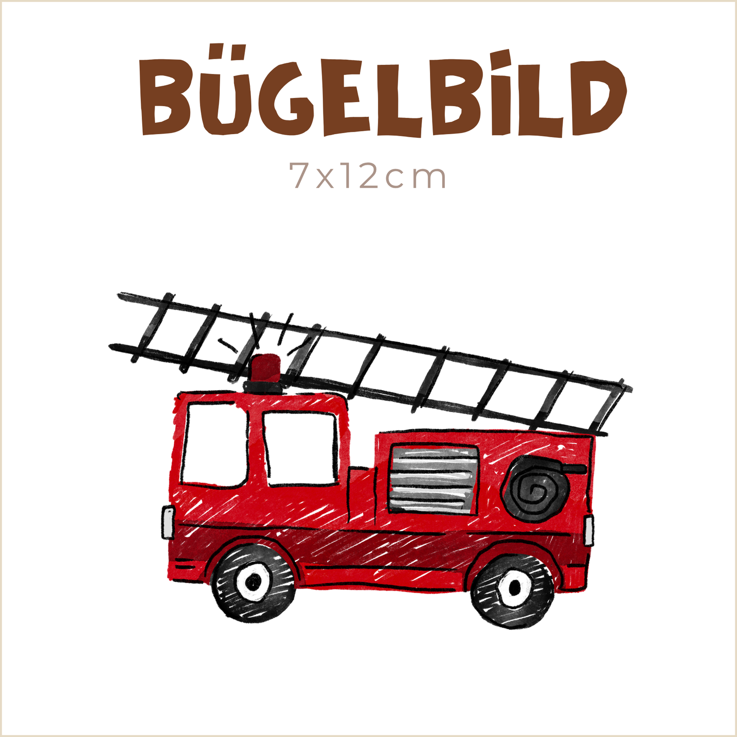 Bügelbild Scratchy Feuerwehrauto | 7x12cm