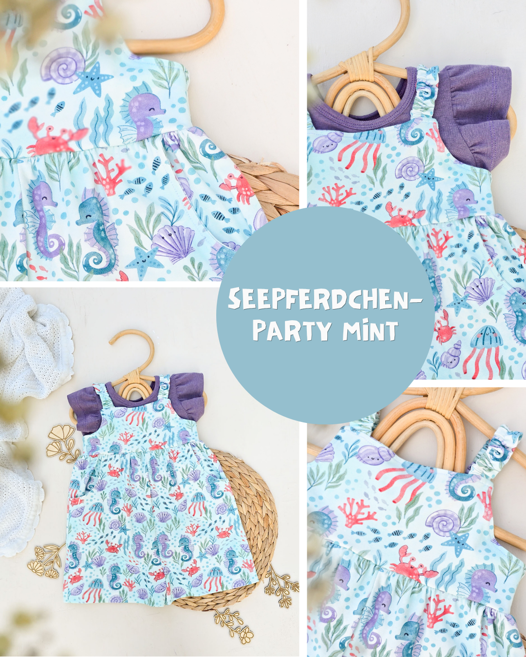 0.5m BIO French Terry Seepferdchenparty mint