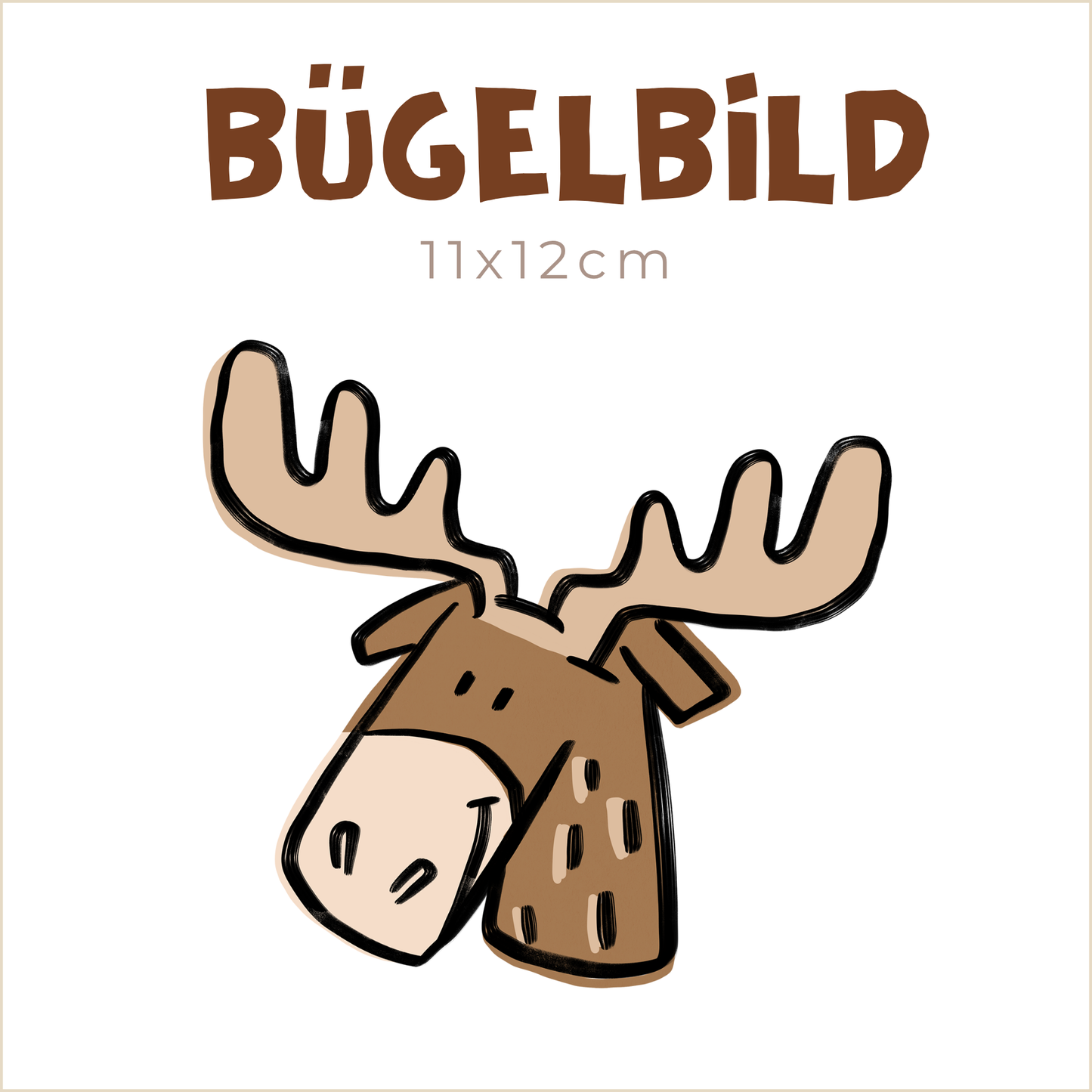 Bügelbild Stay Wild: Elch Augen offen | 11x12cm