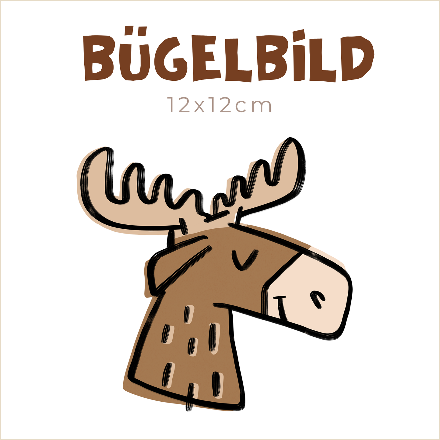 Bügelbild Stay Wild: Elch Augen zu | 12x12cm