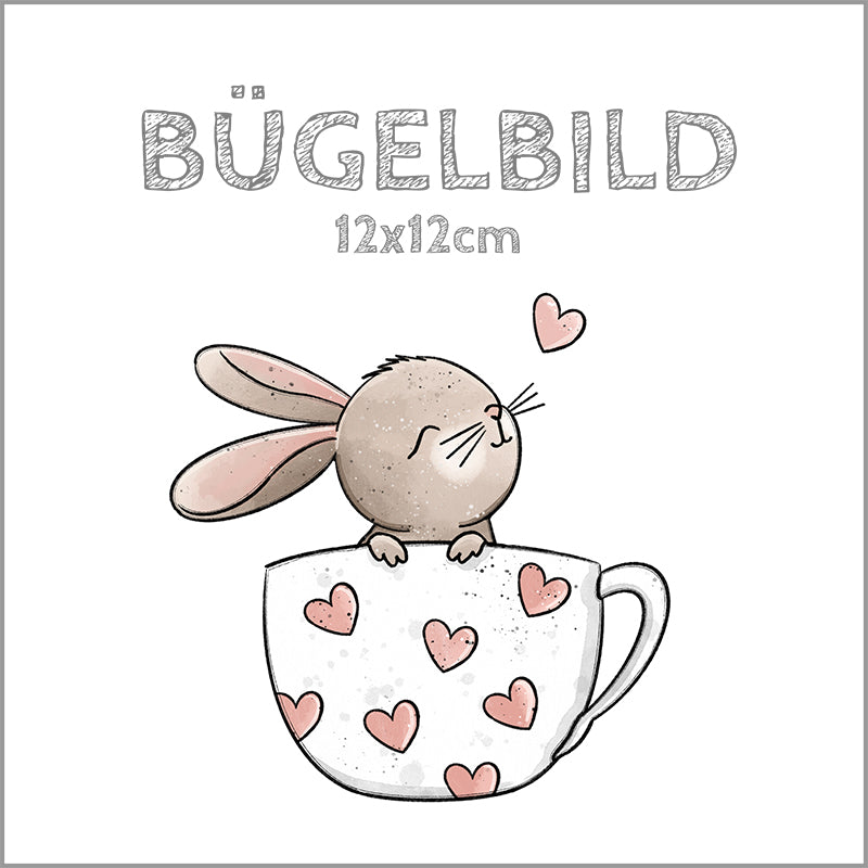 Bügelbild Tassen-Häschen | 12x12cm