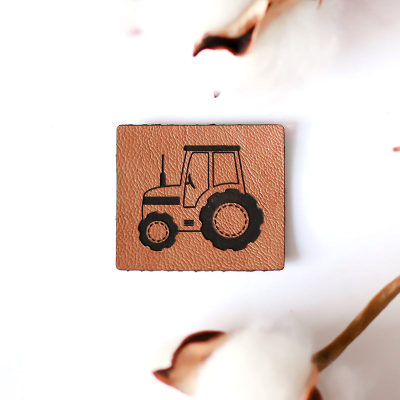 Kunstlederlabel Traktor | 1 Stück
