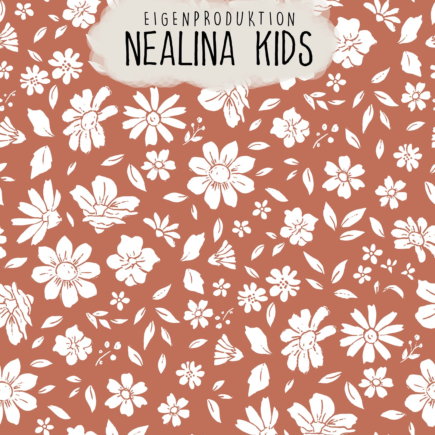 0.5m BIO French Terry Vintage Flowers rust *STOFFÜBERSICHT*