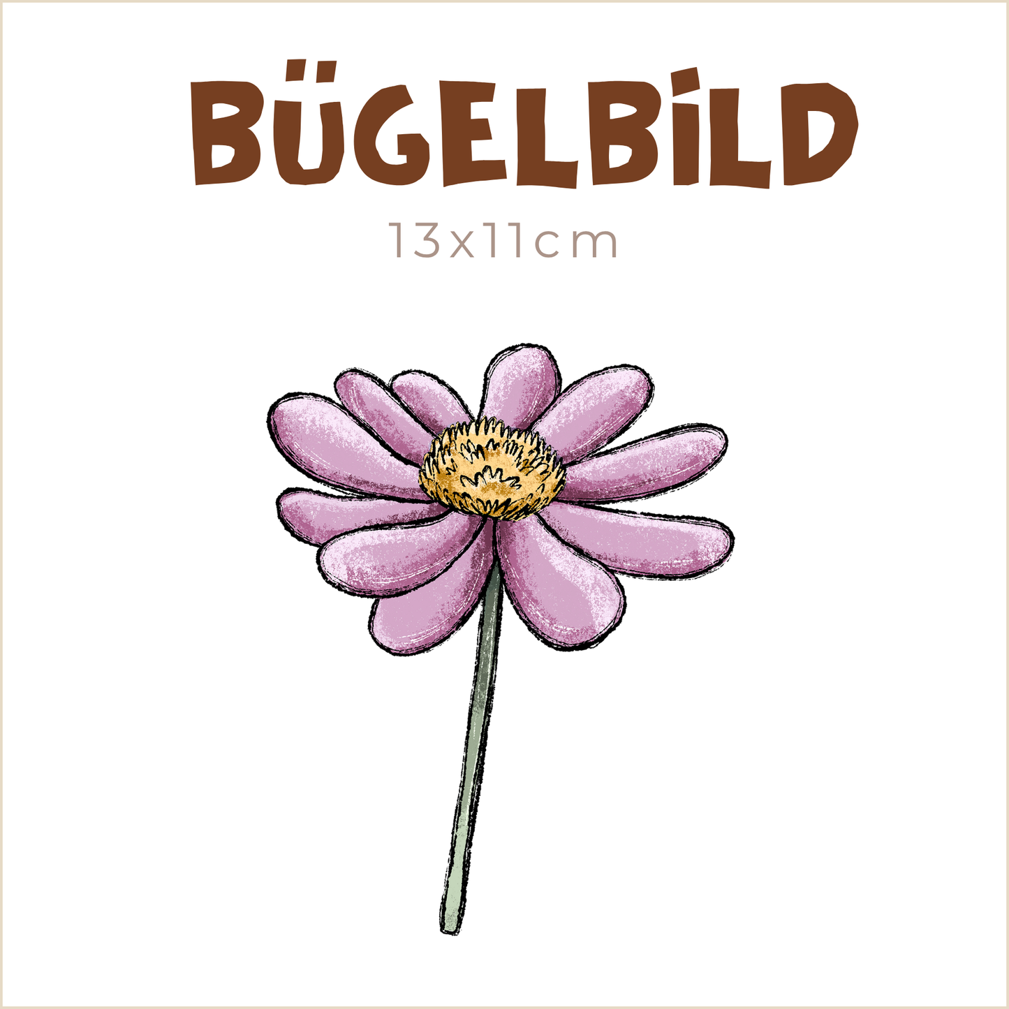 Bügelbild Wiese rosa | 13x11cm