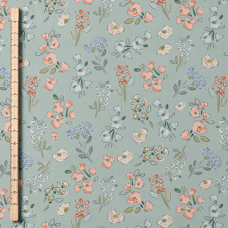 RESTSTÜCK 95cm Biojersey Wildblumenwiese aqua