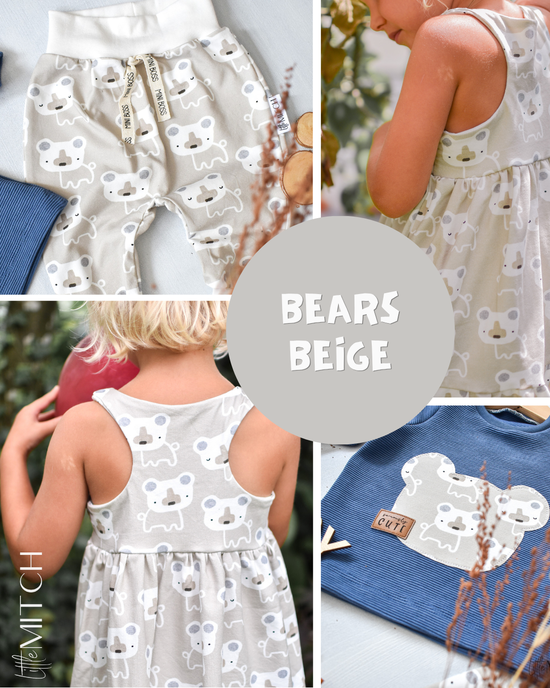 0.5m BIO French Terry Bears beige *STOFFÜBERSICHT*