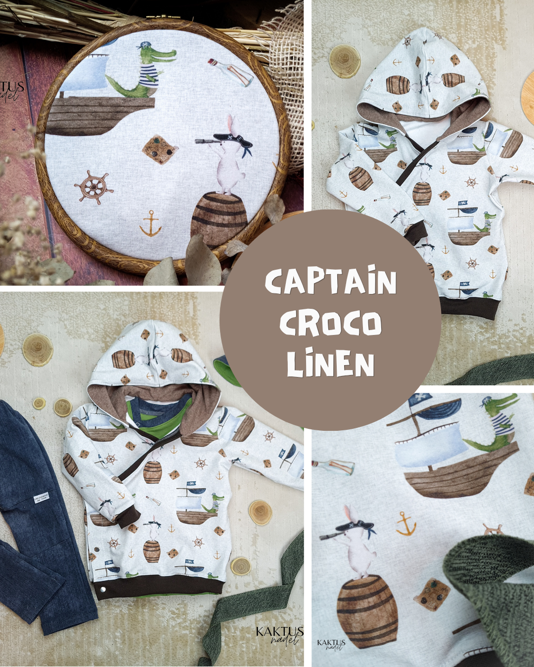 0.5m BIO French Terry Captain Croco - Linen *VORBESTELLUNG*