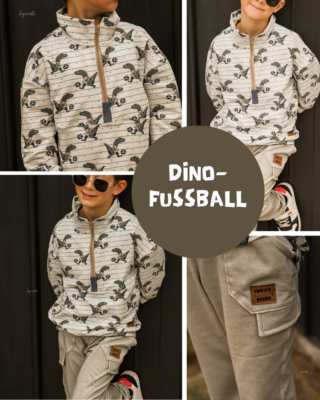 0.5m BIO French Terry Dino Fußball *STOFFÜBERSICHT*