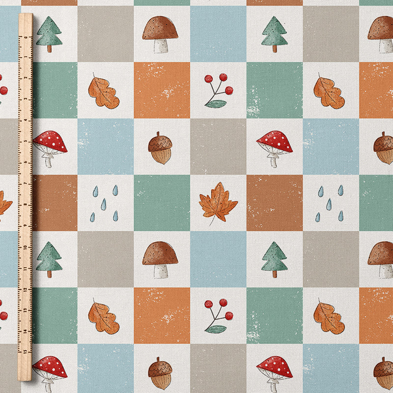 0.5m BIO French Terry Herbstzauber Checkerboard