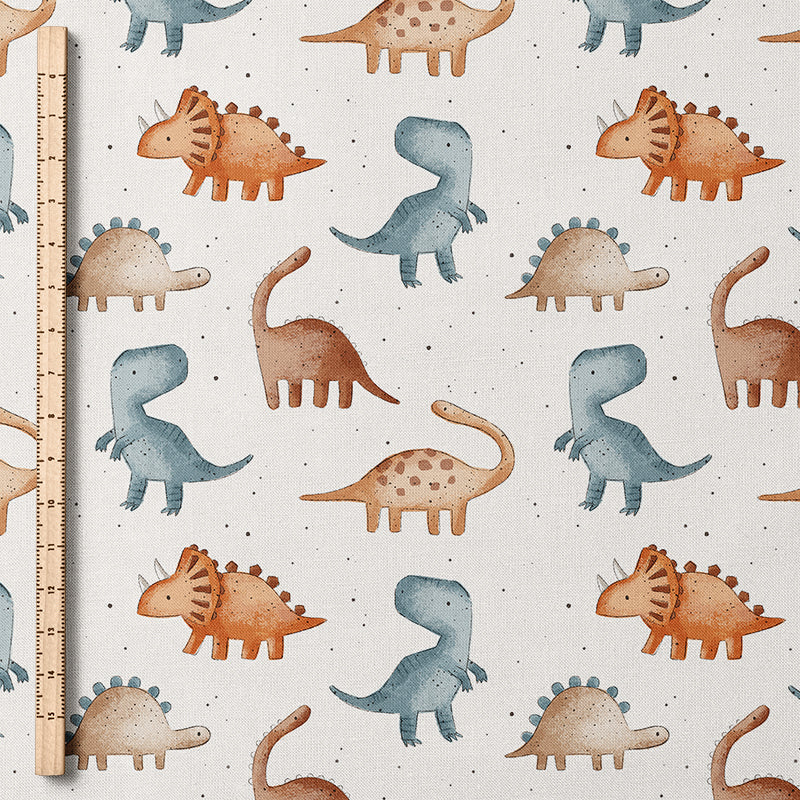 0.5m BIO French Terry Dinosaurs bright