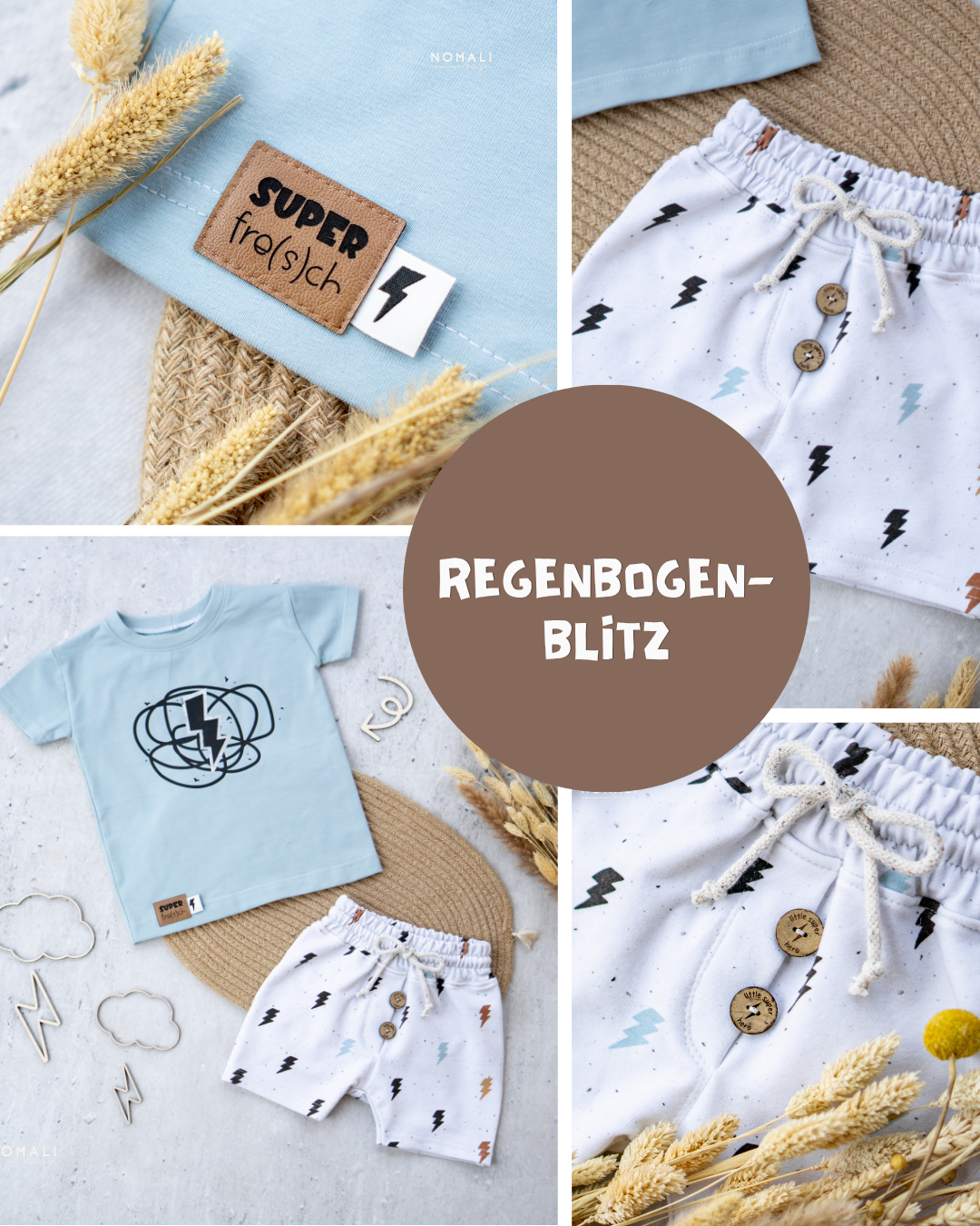 0.5m BIO French Terry Regenbogen Blitze *STOFFÜBERSICHT*