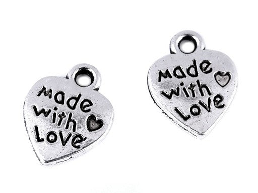 Anhänger Herz Made with love silber | 1 Stück