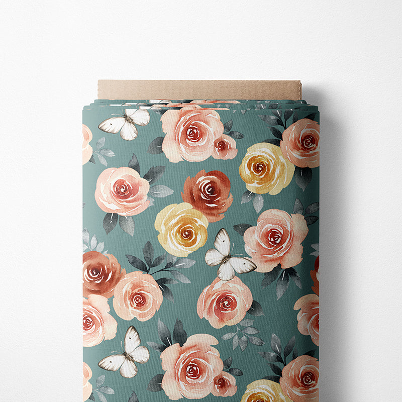 0.5m BIO French Terry Rose Garden teal *VORBESTELLUNG*