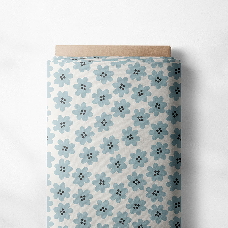 0.5m BIO French Terry Blümchen blau *VORBESTELLUNG*