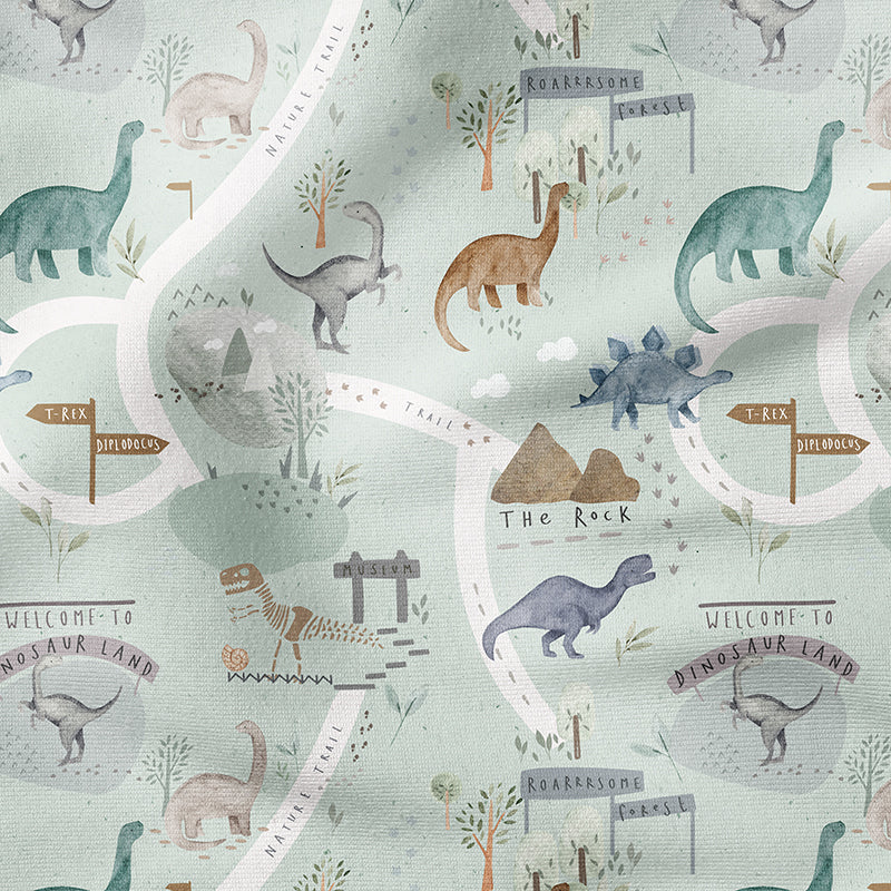 0.5m BIO French Terry Dino World mint *STOFFÜBERSICHT*