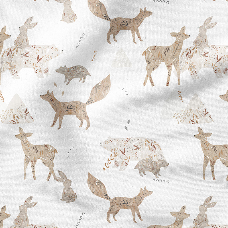 0.5m BIO French Terry Forest Animals white *STOFFÜBERSICHT*