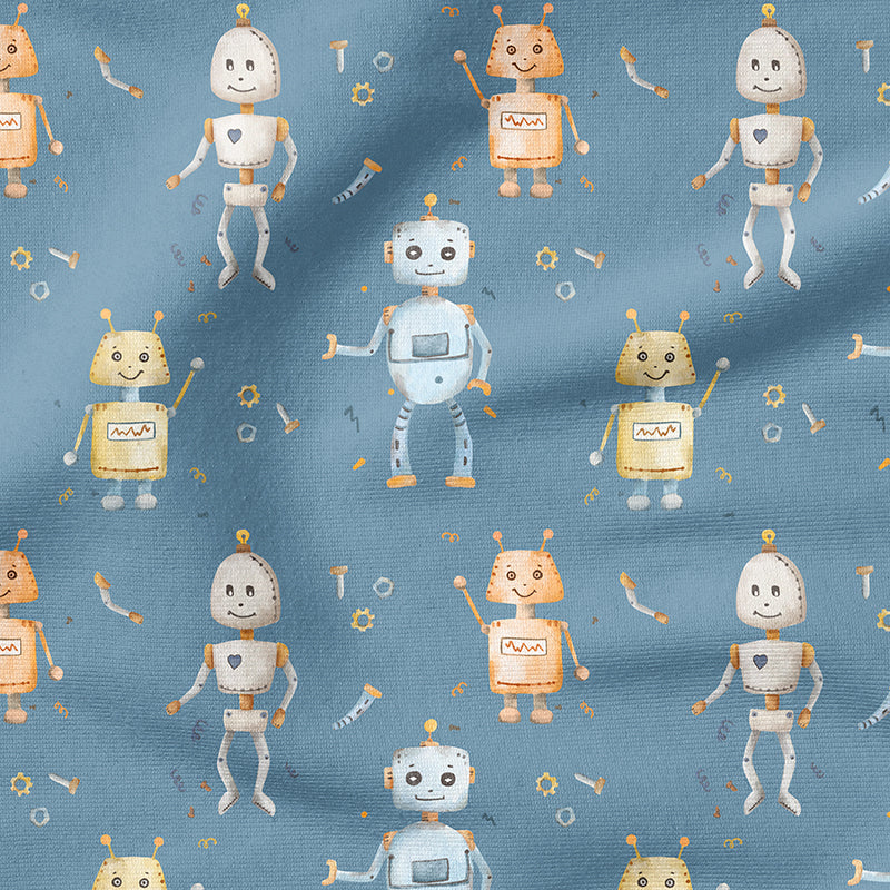 0.5m BIO French Terry Roboter blau *VORBESTELLUNG*