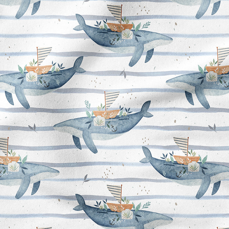 RESTSTÜCK 130cm Bademodestoff Whale Song