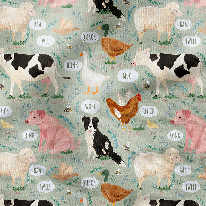 0.5m BIO French Terry Sounds on the Farm sage *VORBESTELLUNG*
