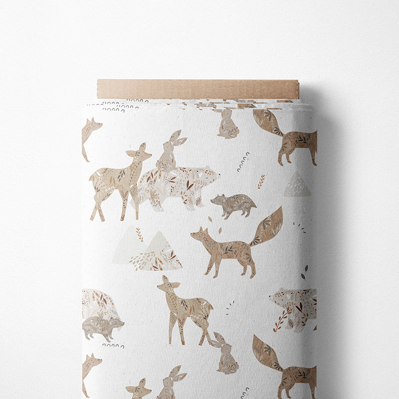 0.5m BIO French Terry Forest Animals white *STOFFÜBERSICHT*