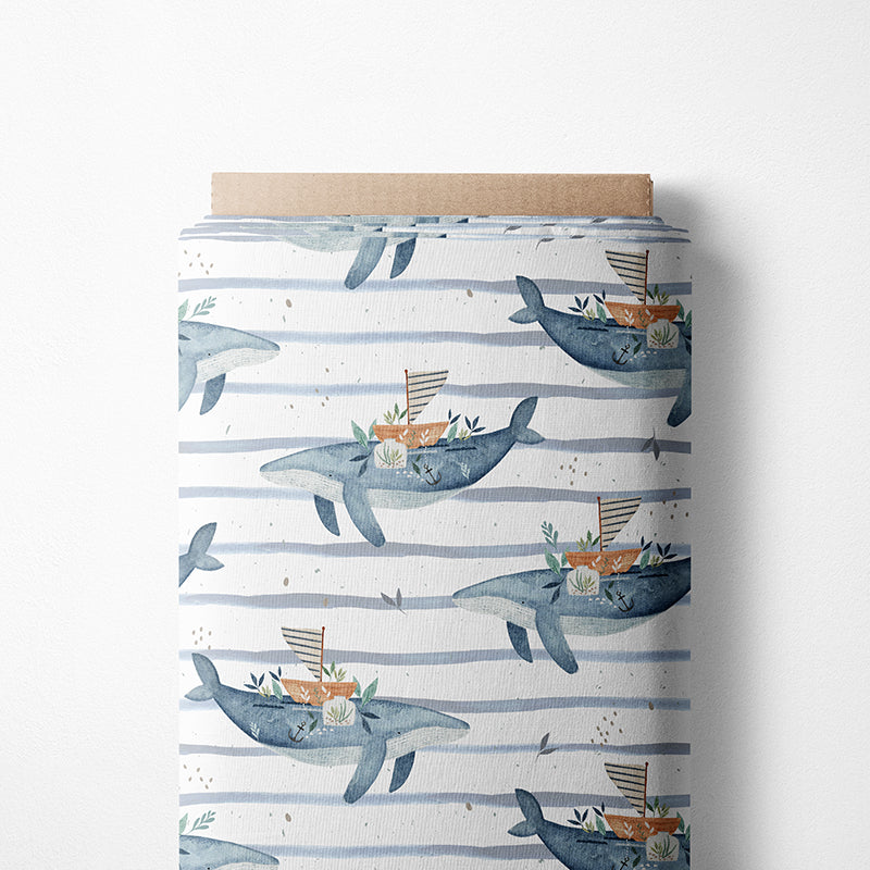 RESTSTÜCK 130cm Bademodestoff Whale Song