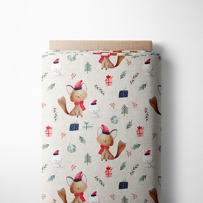 0.5m BIO French Terry Christmas Fox Linen