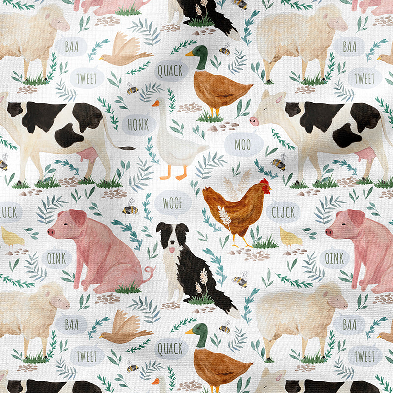 0.5m BIO French Terry Sounds on the Farm white *VORBESTELLUNG*