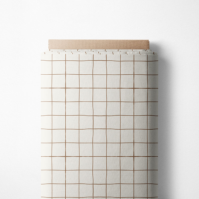 RESTSTÜCK 150cm Bademodestoff Grid ecru-braun