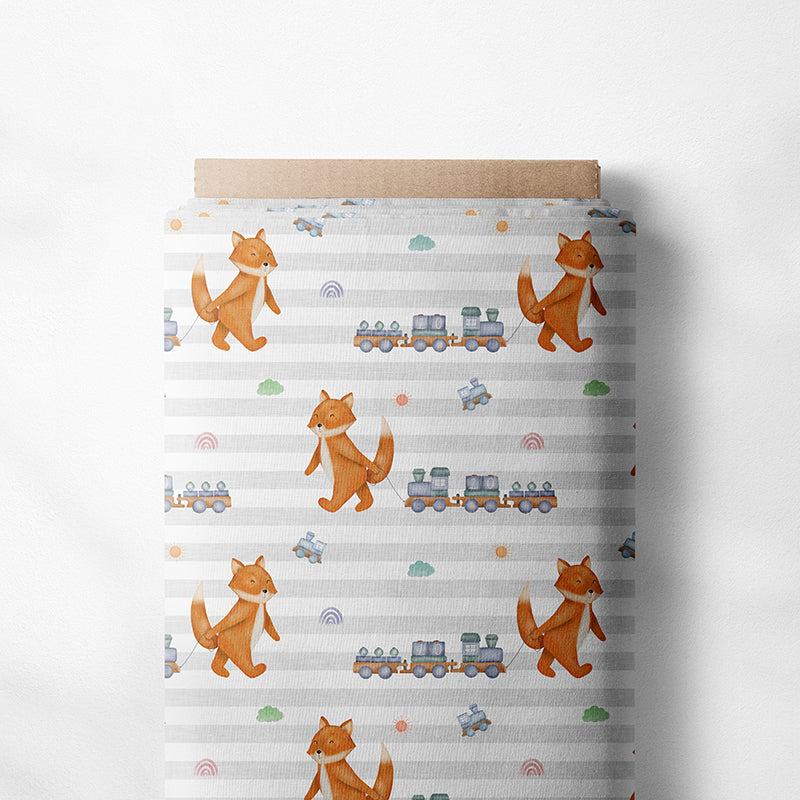 0.5m BIO French Terry Mr. Fox fährt Zug *VORBESTELLUNG*