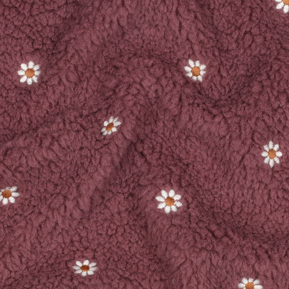 0.5m Teddystoff Blumenstickerei rosa
