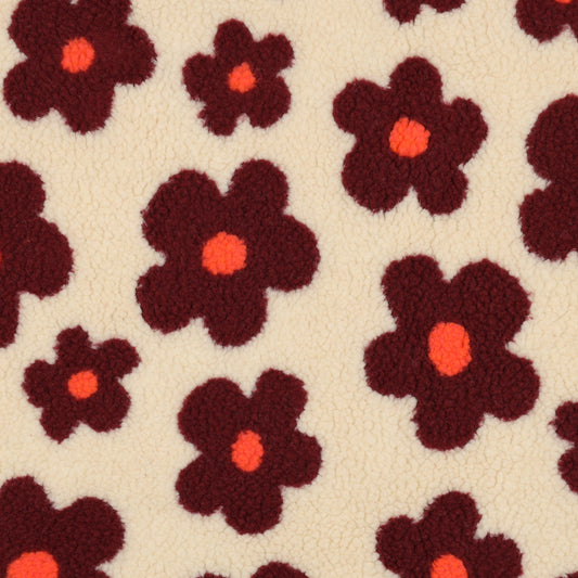 0.5m Teddystoff Jacquard Blumen