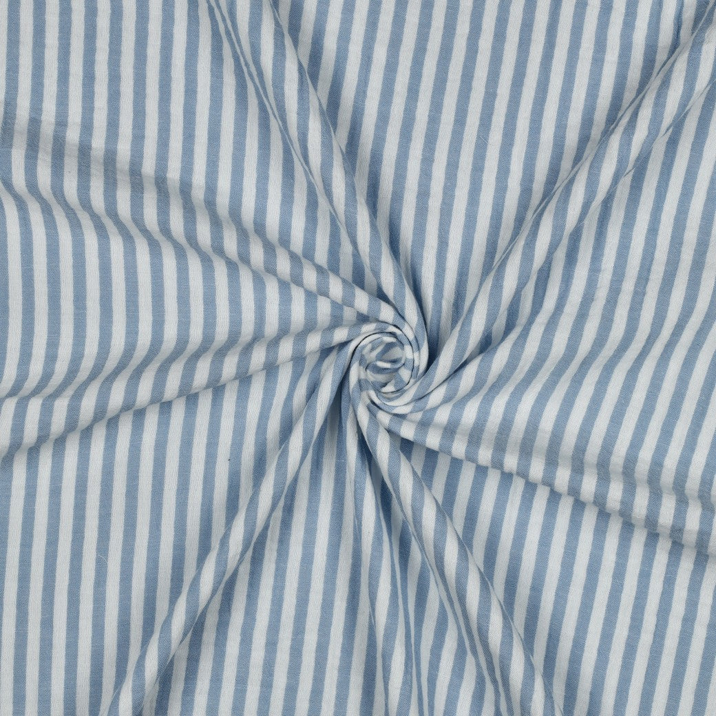 0.5m Musselin Streifen blau