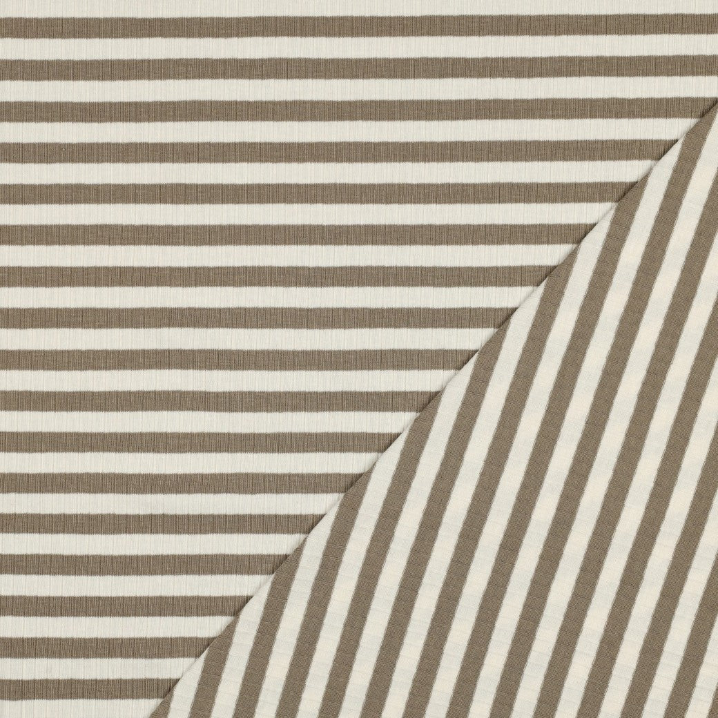 0.5m Rippjersey breit Streifen sand