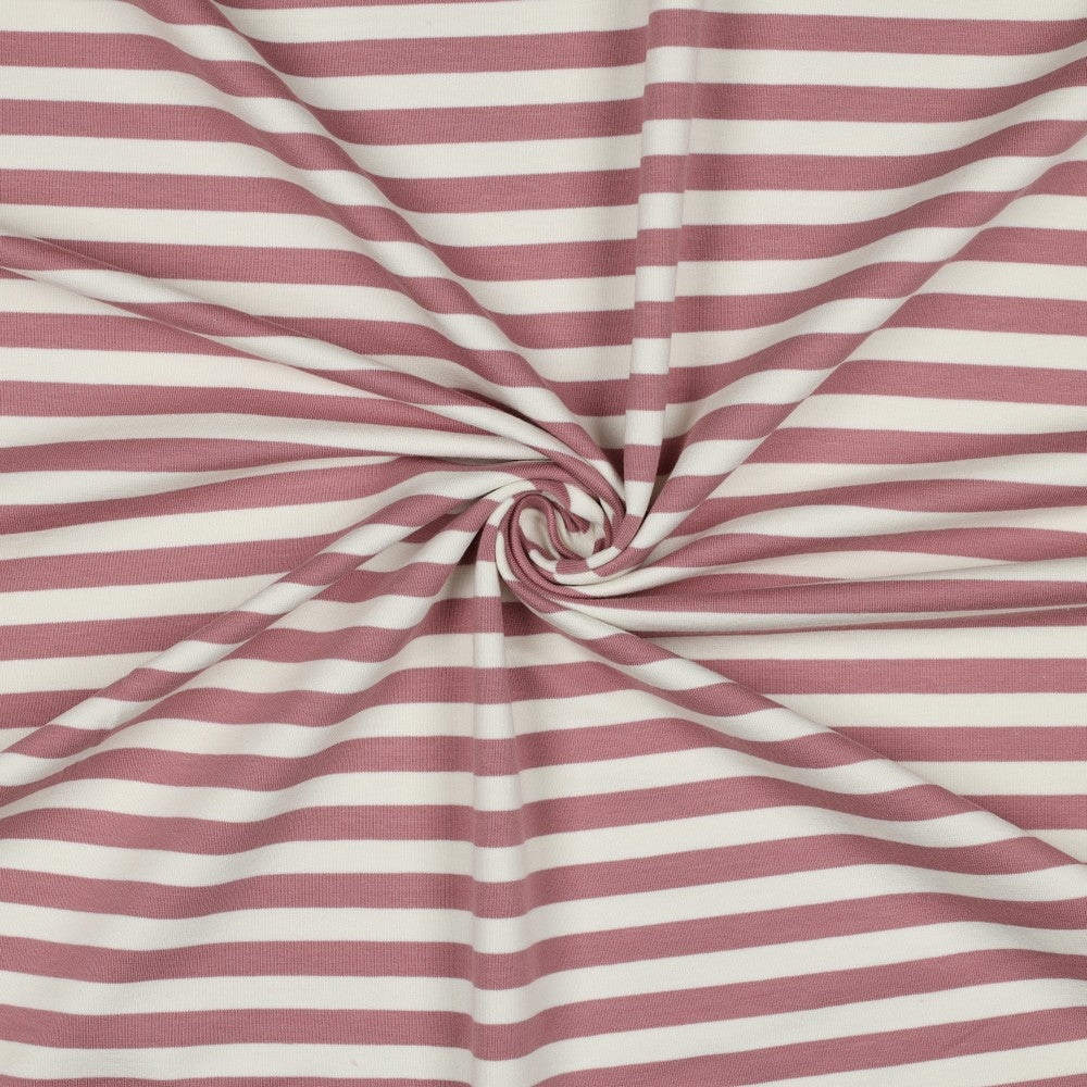 0.5m French Terry Streifen rosa