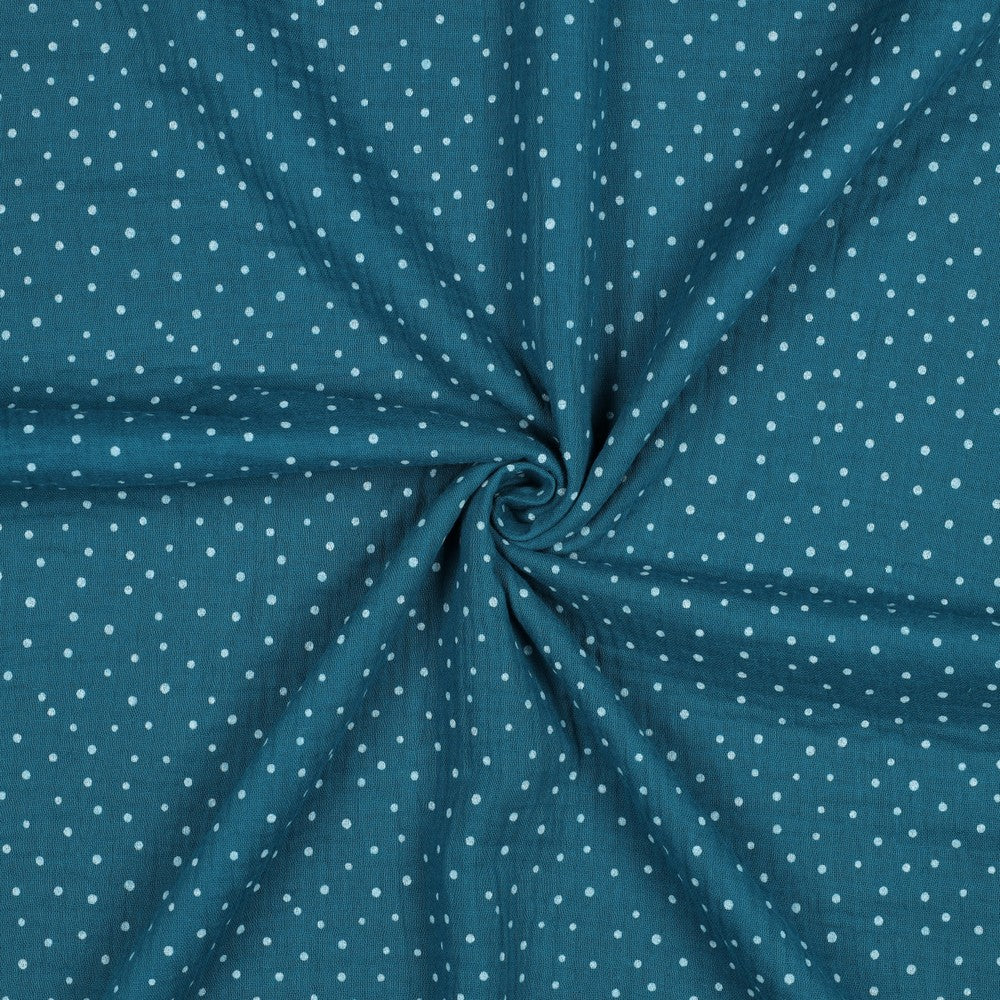 0.5m Musselin Punkte petrol