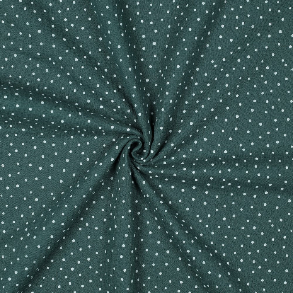0.5m Musselin Punkte dunkelgrün