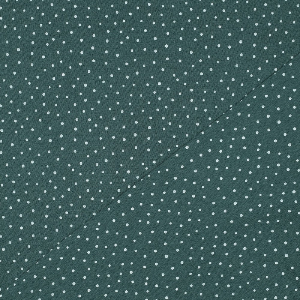 0.5m Musselin Punkte dunkelgrün