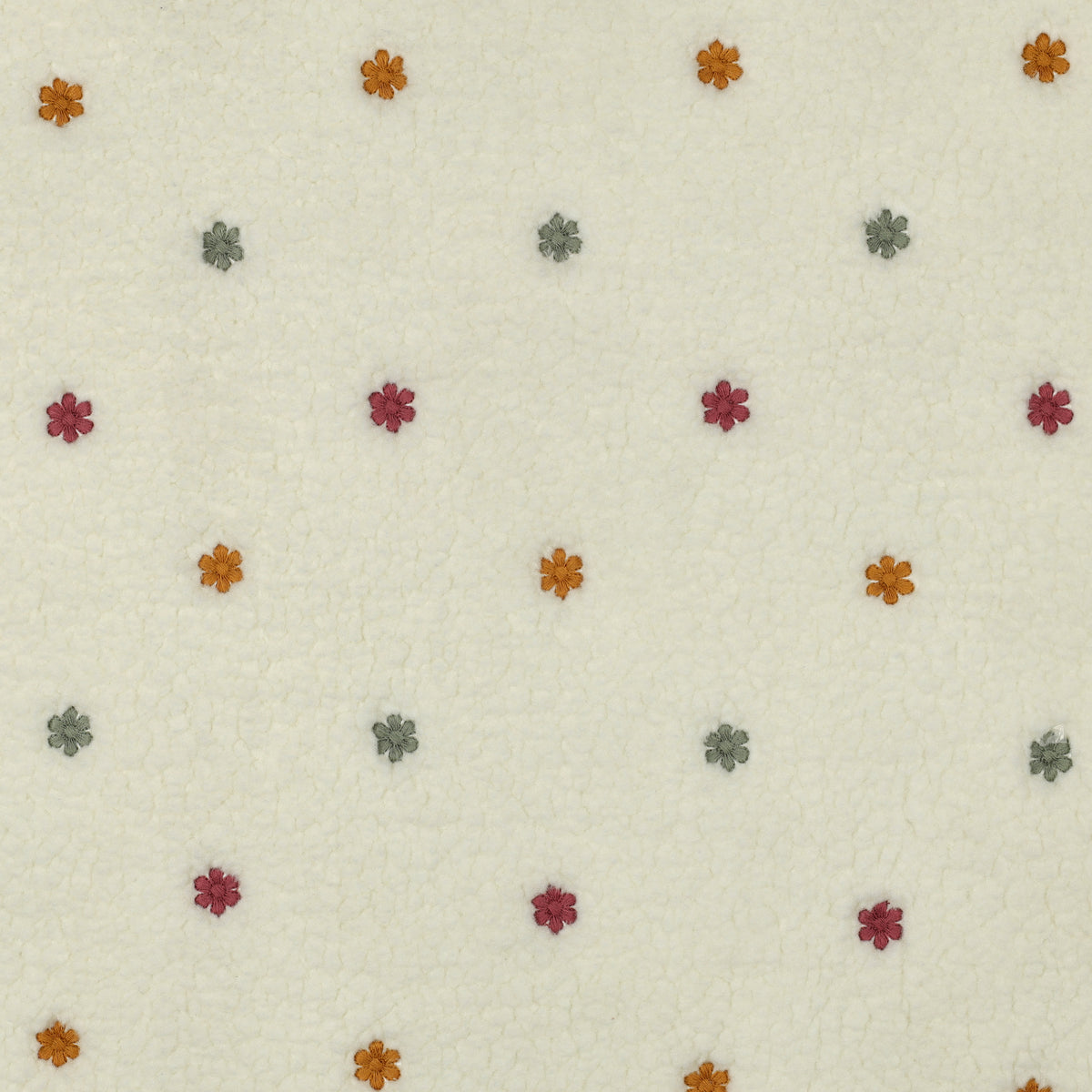 0.5m Teddystoff Blumenstickerei bunt