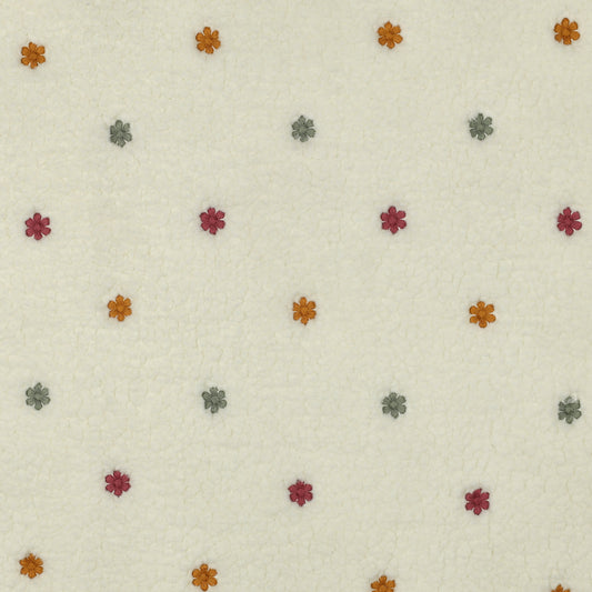0.5m Teddystoff Blumenstickerei bunt
