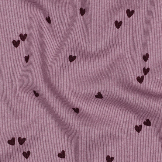 0.5m Rippjersey Herzen mauve
