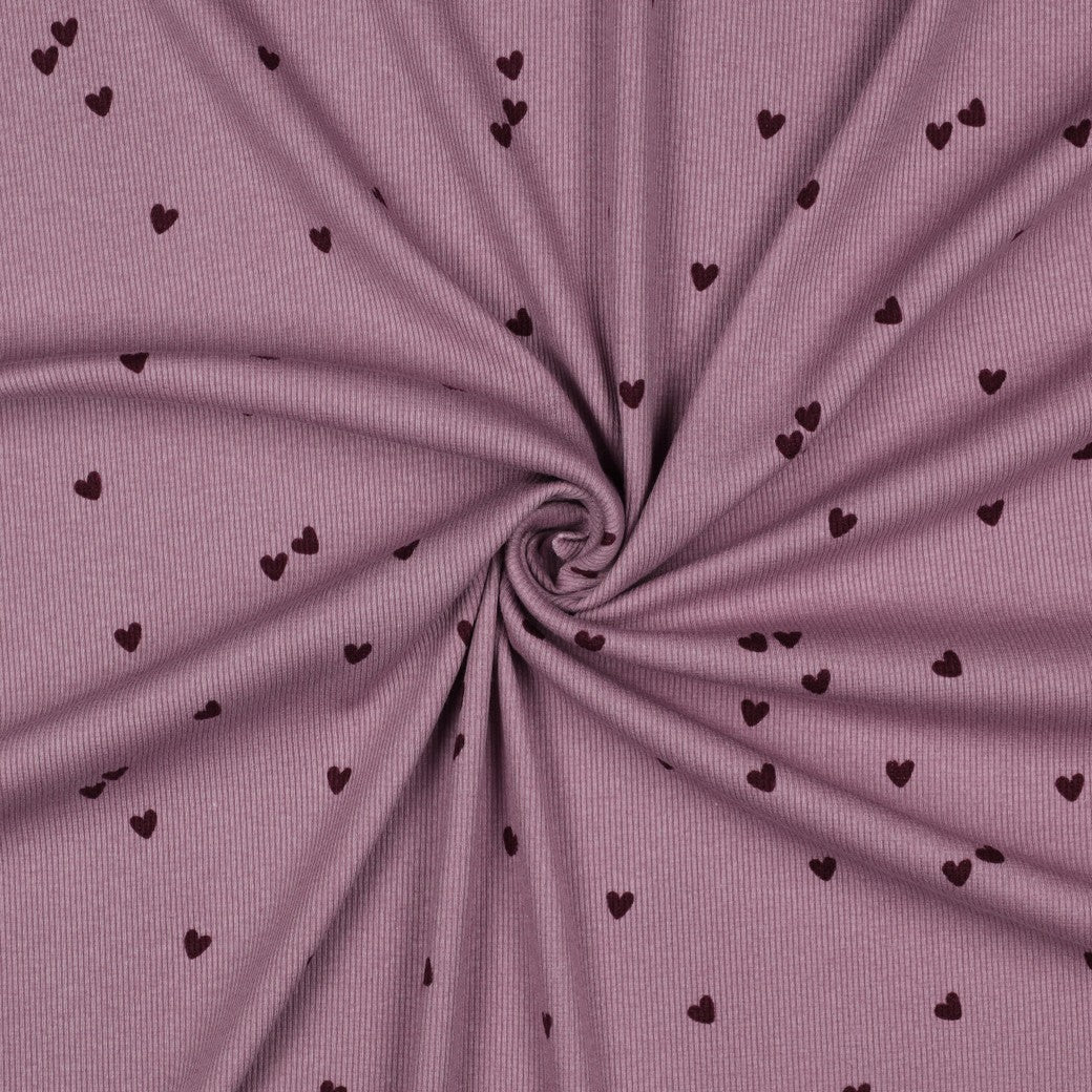 0.5m Rippjersey Herzen mauve