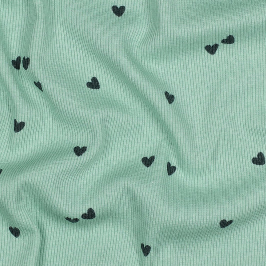 0.5m Rippjersey Herzen sage
