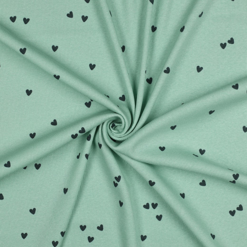 0.5m Rippjersey Herzen sage