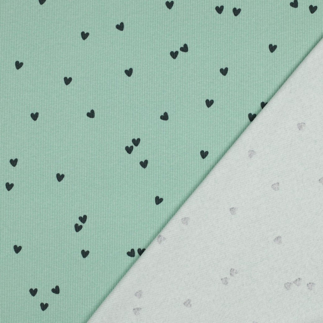 0.5m Rippjersey Herzen sage