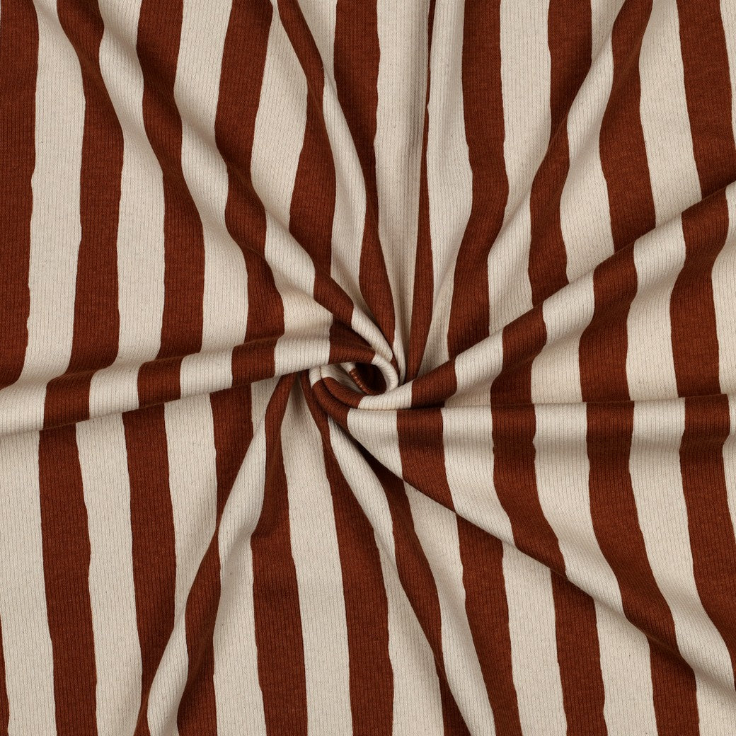 0.5m Rippjersey Streifen natur-dunkelrot