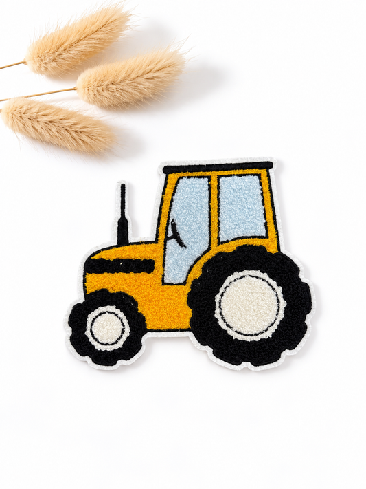 Chenille Patch: Traktor gelb | 11x13cm