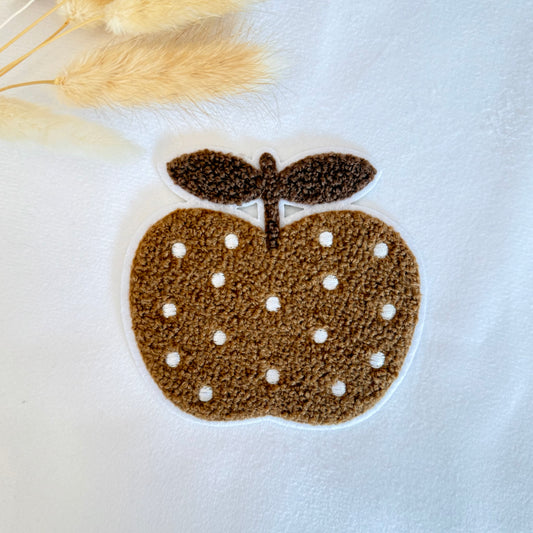 Chenille Patch: Apfel braun | 8x9cm