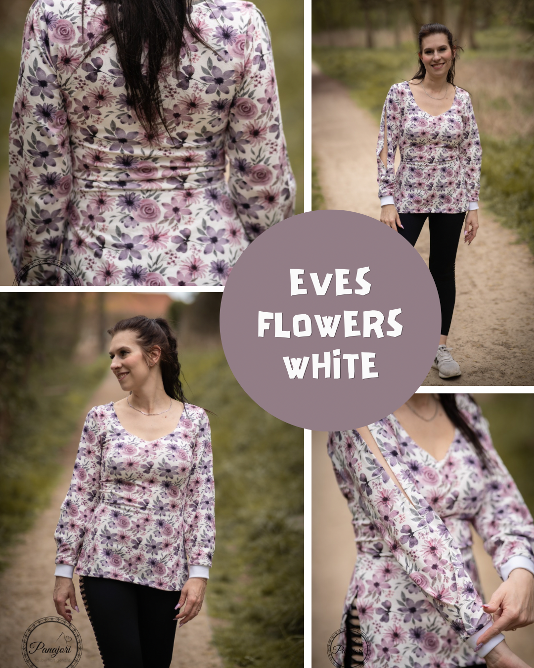 0.5m BIO French Terry Eves Flowers white